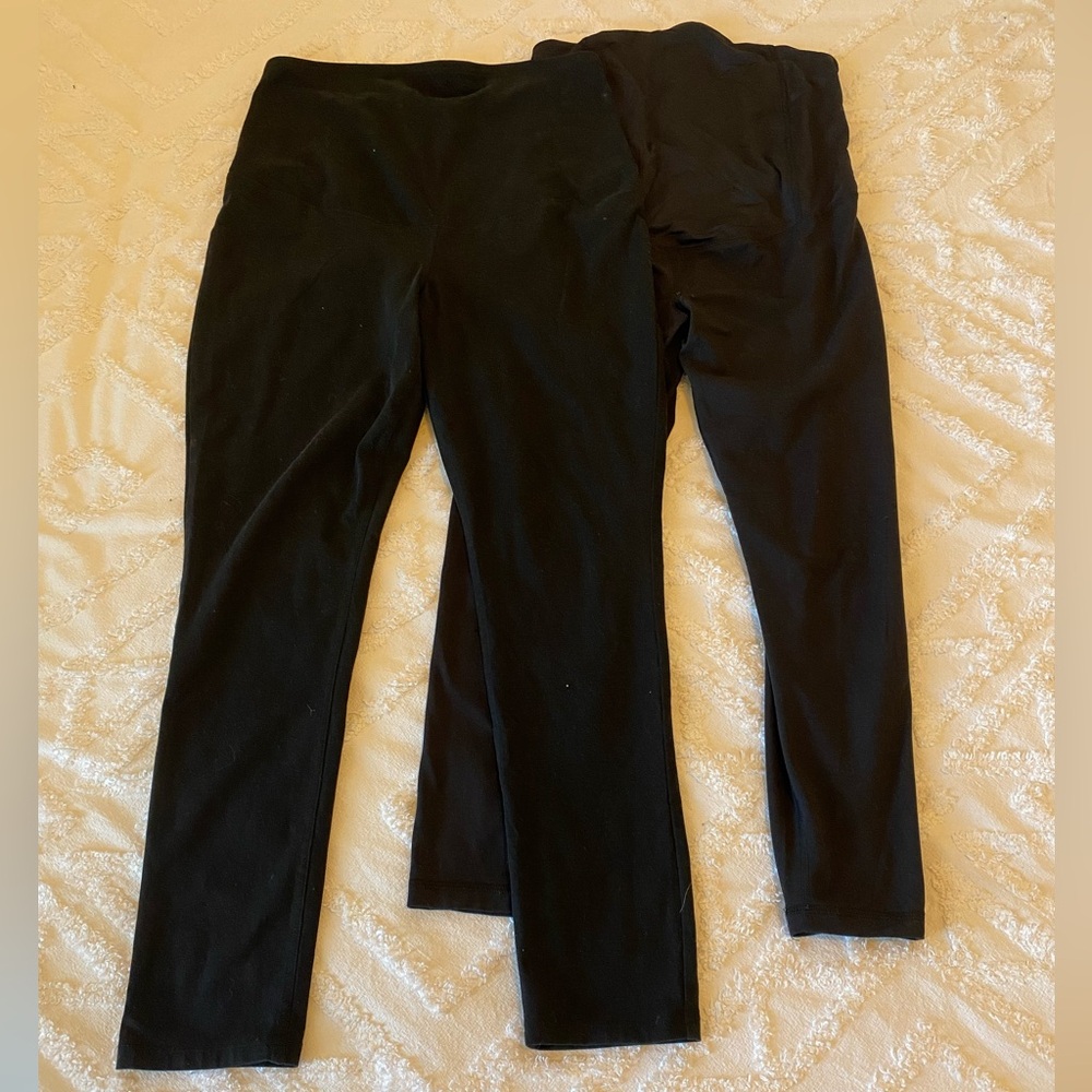 Two Black Isabel Maternity Leggings- Large